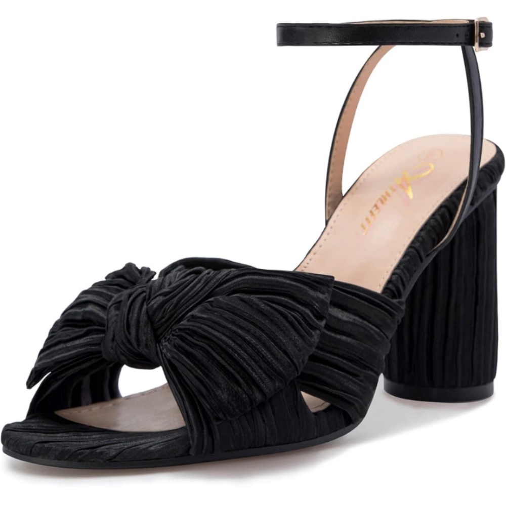 Open Toe Chunky Heel with Bow Detail